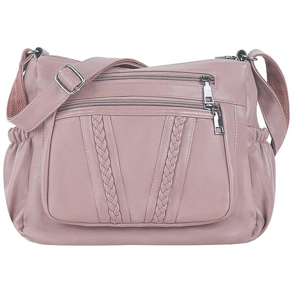 Handbags - Crossbody Bags For Women Pocketbooks Soft PU Leather Purses Powder Blush